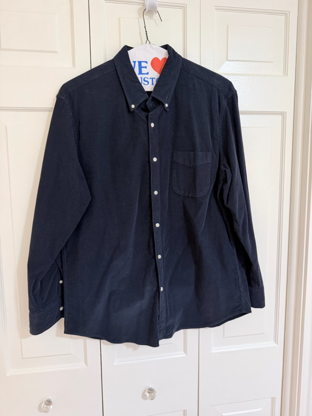 J. Crew Men's Navy Button-Down Corduroy Shirt